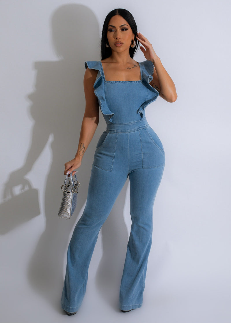Nice Sunday Flare Denim Jumpsuit