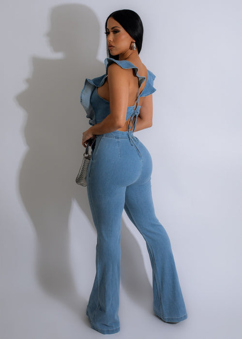 Nice Sunday Flare Denim Jumpsuit