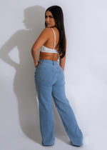  Same Old Love Cut Out Pearls Denim Jean, back view, high-rise fit, cut-out design, and pearl embellishments