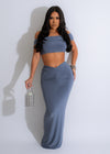 Ruched skirt set in stunning blue color, perfect for any occasion