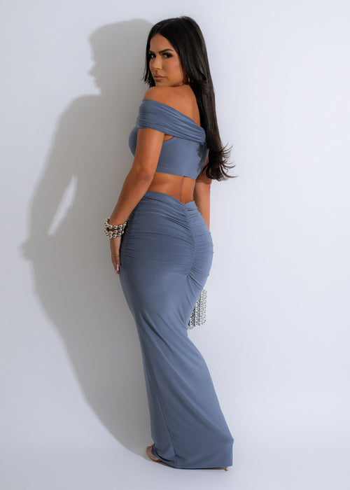 Really Special Ruched Skirt Set Blue
