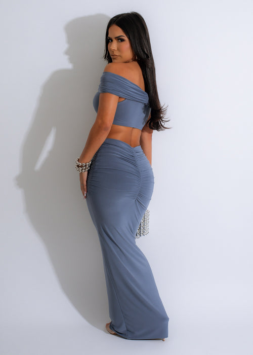 Really Special Ruched Skirt Set Blue