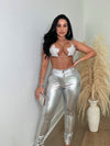 No Control  Rhinestones Top Silver