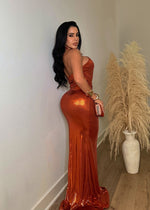 Missing You Metallic Maxi Dress Orange