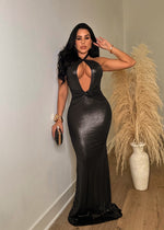 Missing You Metallic Maxi Dress Black