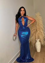 Missing You Metallic Maxi Dress Blue