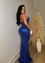 Missing You Metallic Maxi Dress Blue