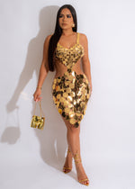 Always Choose You Metallic Mini Dress Gold