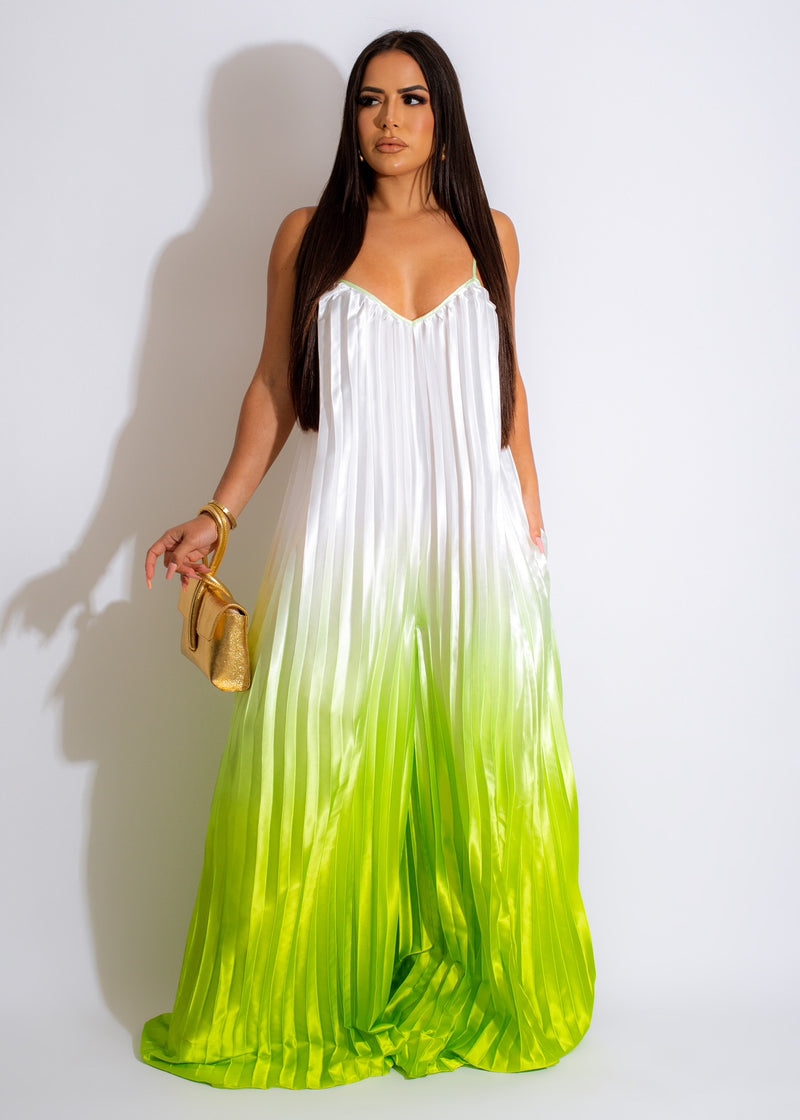 Party Princess Satin Jumpsuit Green