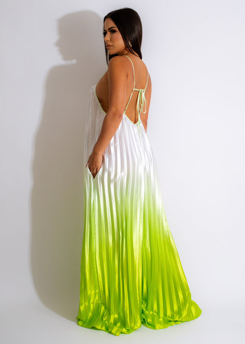 Party Princess Satin Jumpsuit Green