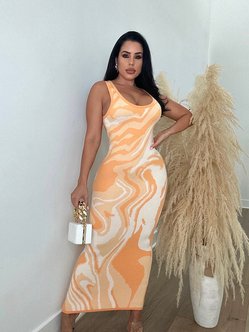 Casual Moment Sweater Maxi Dress Orange