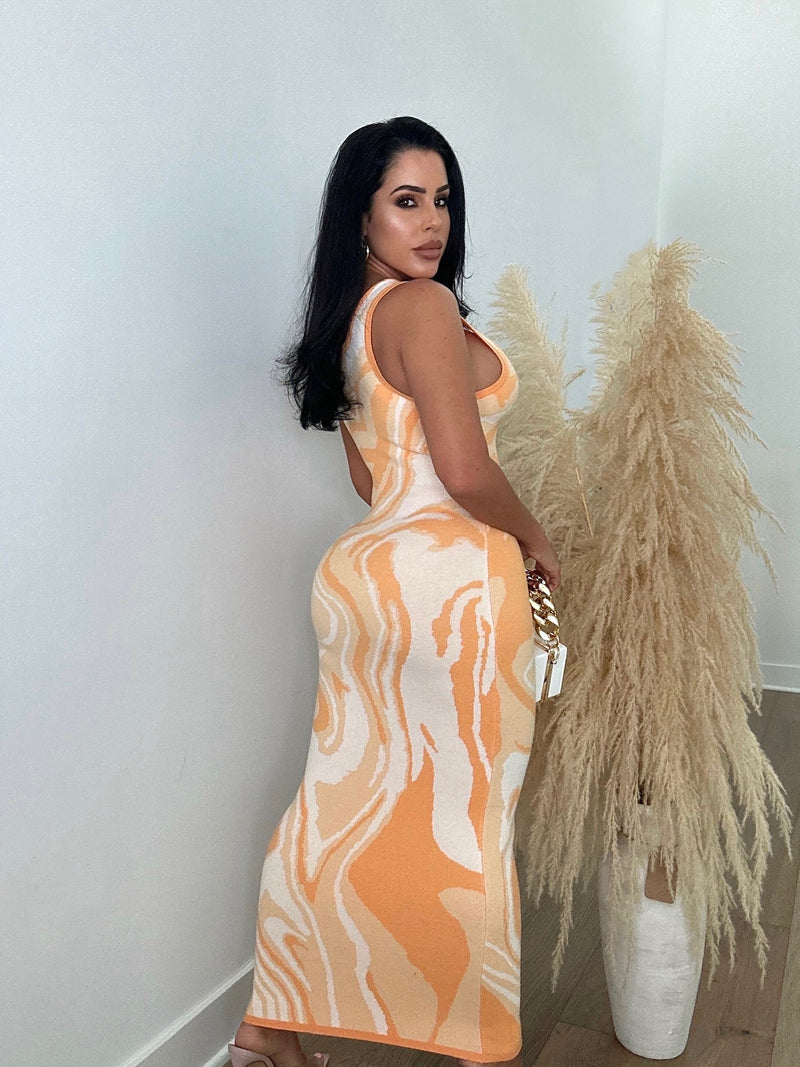 Casual Moment Sweater Maxi Dress Orange
