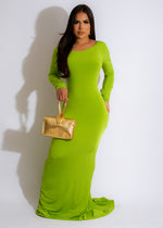 Euphoric Girl Ruched Maxi Dress Green, back view, adjustable straps and comfortable fit