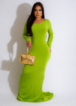 Euphoric Girl Ruched Maxi Dress Green