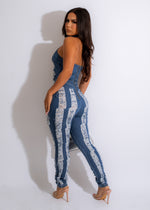 Stop Look Listen Ripped Denim Jumpsuit