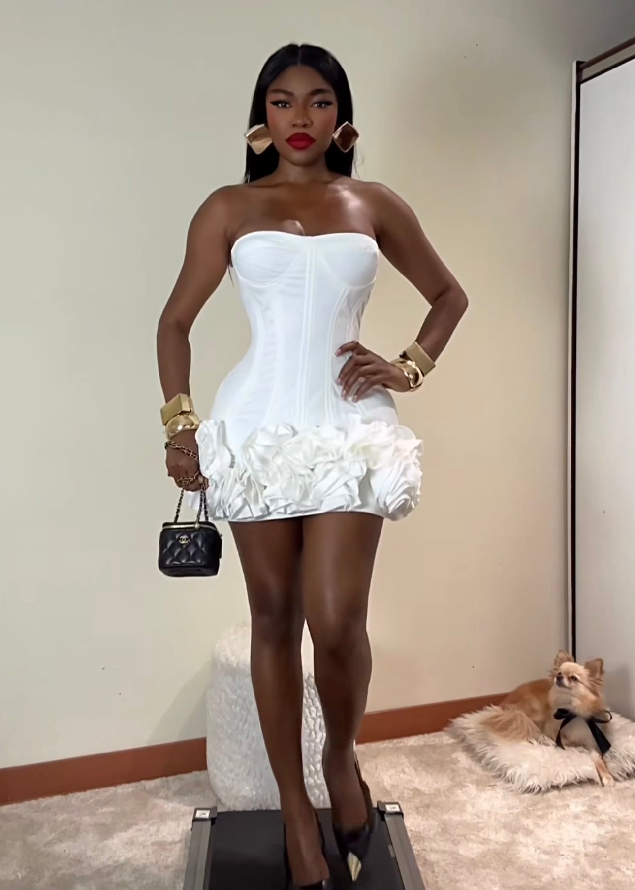 Flamenco Flair Floral Mini Dress White*