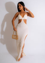 Stylish and comfortable white maxi dress with a popcorn texture, perfect for any casual or dressy occasion