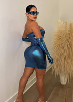 Spice Me Metallic Mini Dress Blue