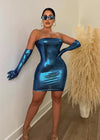 Spice Me Metallic Mini Dress Blue