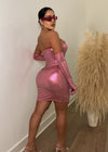 Spice Me Metallic Mini Dress Pink