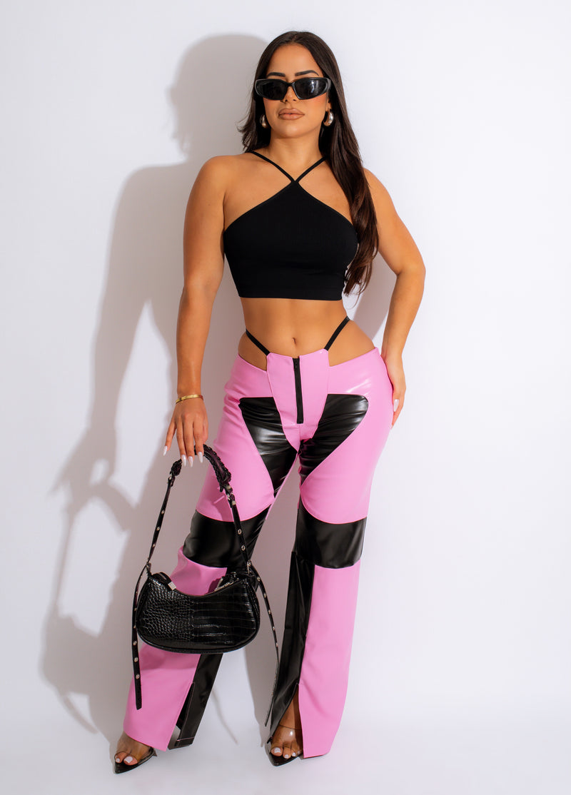 The Idol Faux Leather Pant Pink