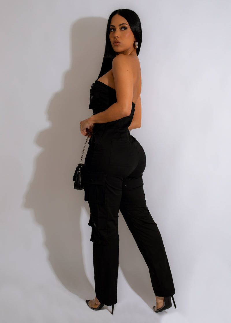 Forever Young Cargo Jumpsuit Black