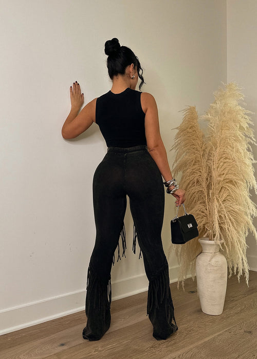 Intimidate You Flare Fringe Legging Black