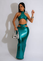 Mermaid Glamour Metallic Skirt Set Blue
