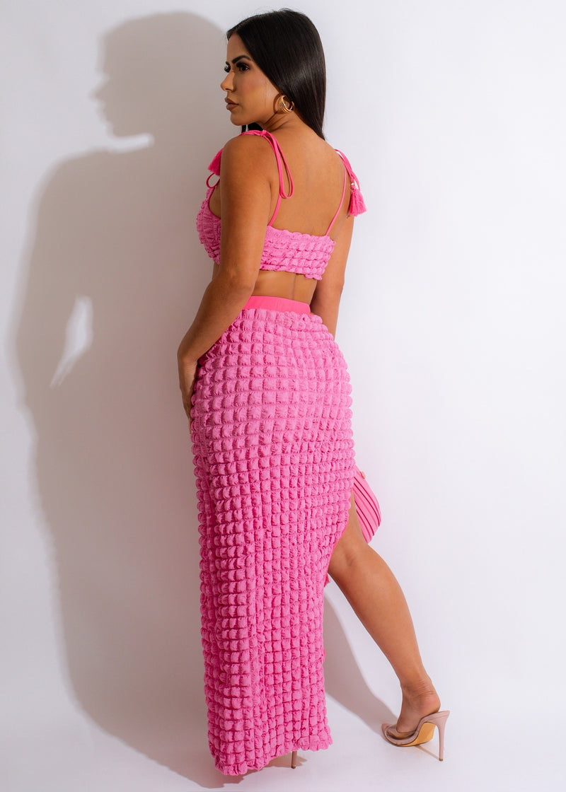 Just Lovers Popcorn Skirt Set Pink