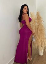 I Feel Sufficient Glitter Skirt Set Purple