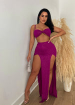 I Feel Sufficient Glitter Skirt Set Purple