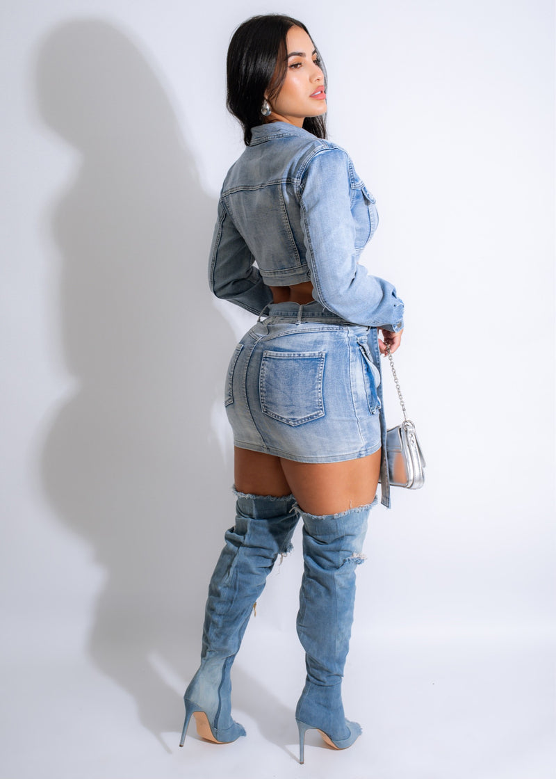 Flirt With Me Denim Skirt Set