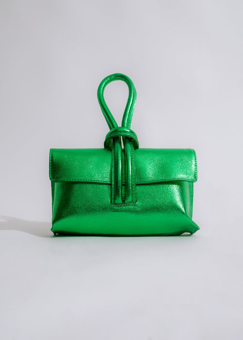 Stylish and elegant Dolce & Precious Glitter Handbag in vibrant green color with intricate detailing and sparkling accents
