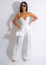 Feel Me Fringe Pant Set White