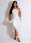 Irreplaceable Fringe Midi Dress White
