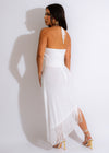Irreplaceable Fringe Midi Dress White