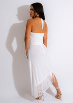 Irreplaceable Fringe Midi Dress White