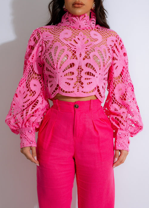 Ethereal Lace Blouse Pink