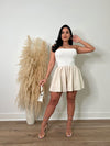 Coastal Charm Ribbed Linen Romper White with a flattering silhouette and elegant design