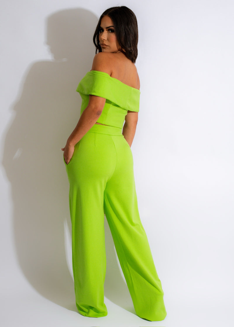 The Language Of Love Pant Set Green