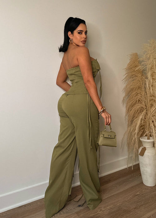No Explanation Cargo Pant Set Green