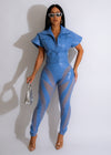 Country Queen Faux Leather Pant Set Blue