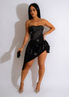 Extravagantly Cool Rhinestones Mini Dress Black
