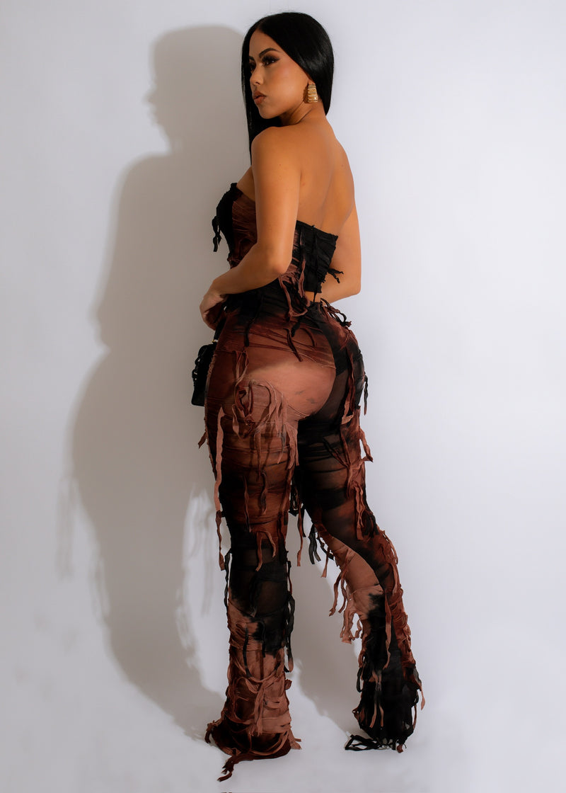 Wild In Nature Mesh Pant Set Brown
