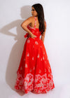 Red sleeveless maxi dress with a flowy skirt and a V-neckline for a stylish and elegant look