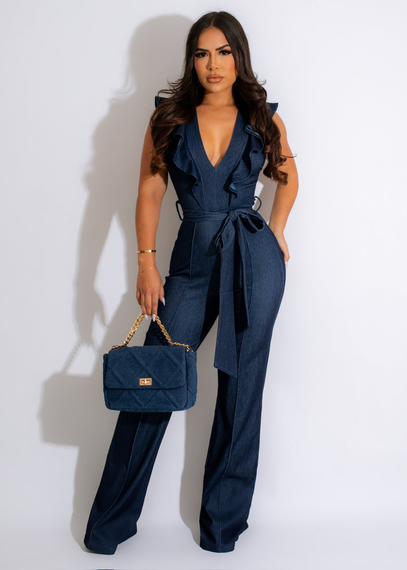 Not Your Baby Jumpsuit Dark Denim