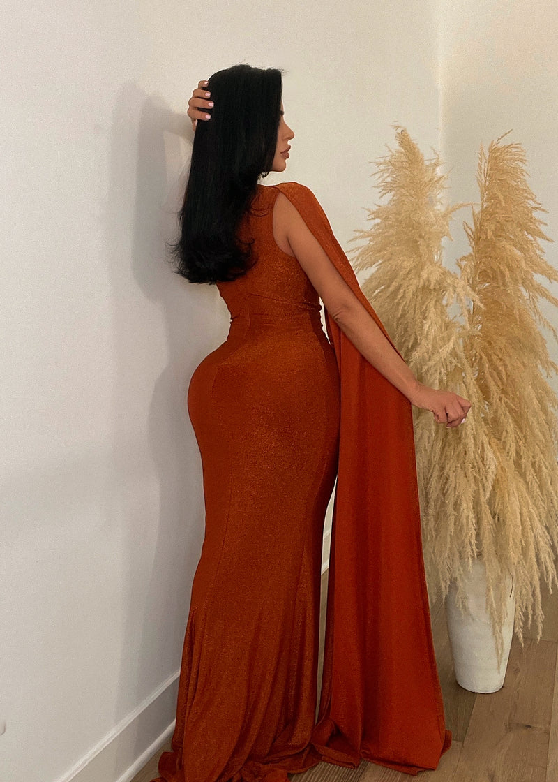 Divine Timing Glitter Maxi Dress Brown