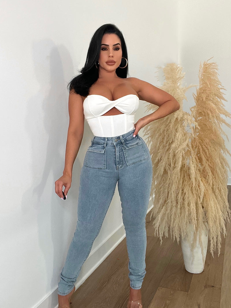 I Am Poisonous Rhinestones Denim Jeans
