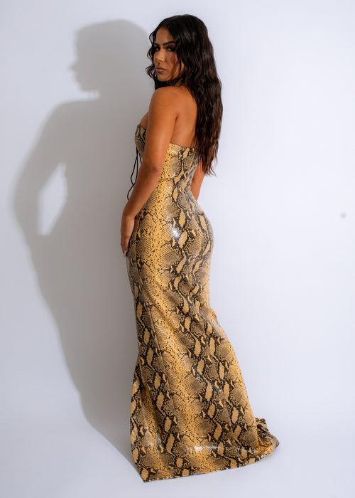 That Snake Girl Faux Leather Maxi Dress