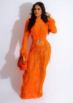 In The Tropics Crochet Maxi Dress Orange